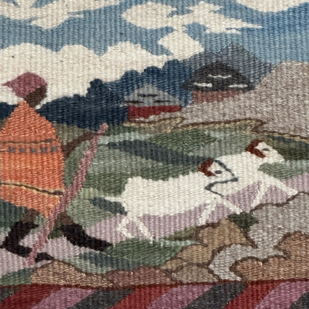 Tapestry Wall Hanging Mohair Wool Large African Lesotho Hand-Woven Figurative - Picture 4 of 7